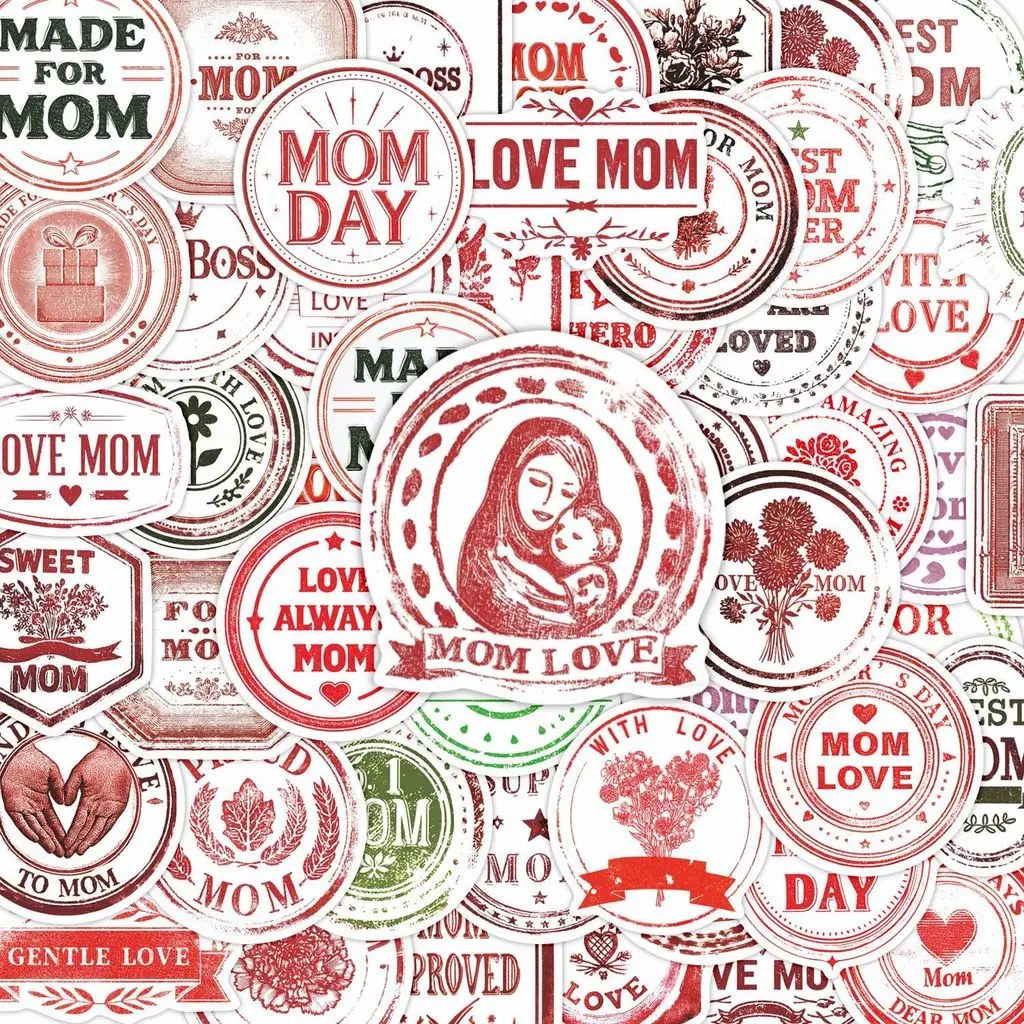 51Pcs Mother Theme Decorative Stickers DIY Scrapbook Laptop Decoration Kit Papery Pop Store