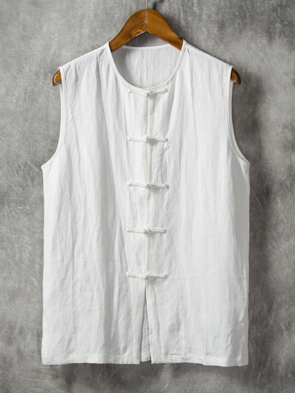 Men's Lightweight Breathable Linen Vest Sleeveless Summer Vintage Style Cotton Linen Chinese Style Gown Shoulder Pad