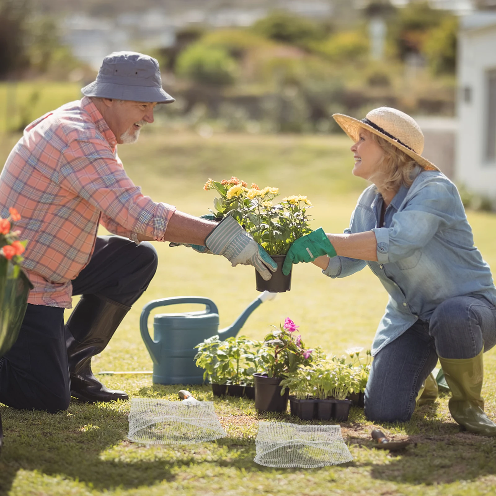 

4Pcs Stainless Steel Mesh Bag Garden Insect Nets Metal Woven Pouch Plant Roots Protective Cover Outdoor Flower Vegetable Barrier