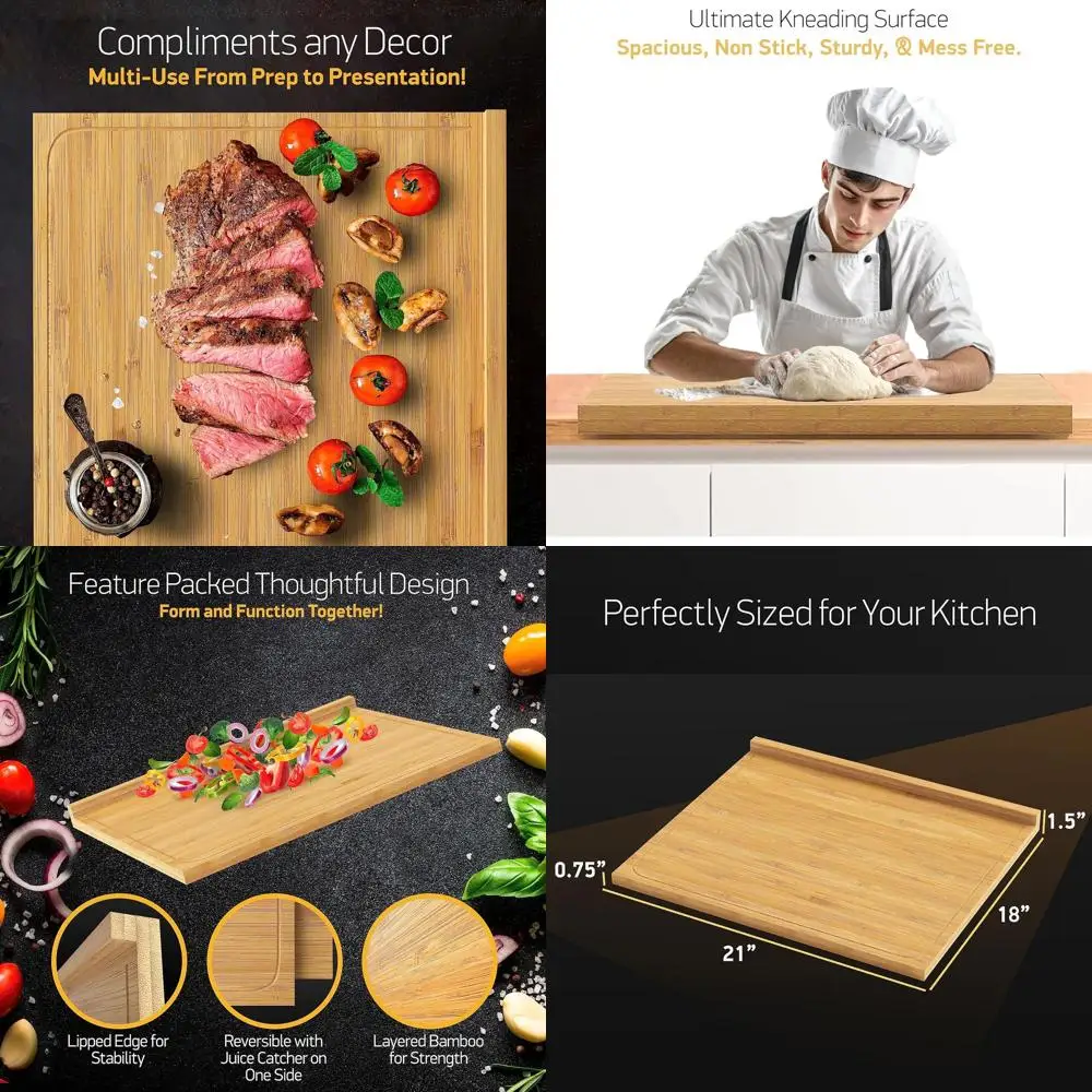 

Большая бамбуковая разделочная доска 21x18 — кухонная доска для приготовления и сервировки губ, идеально подходит для приготовления мясных изделий и ножей