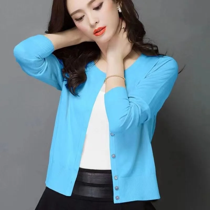 

2026 Spring Summer New Knitted Thin Coat top Women's jacket Cardigan Coat Long Sleeve Sunscreen Air Conditioning Shirt