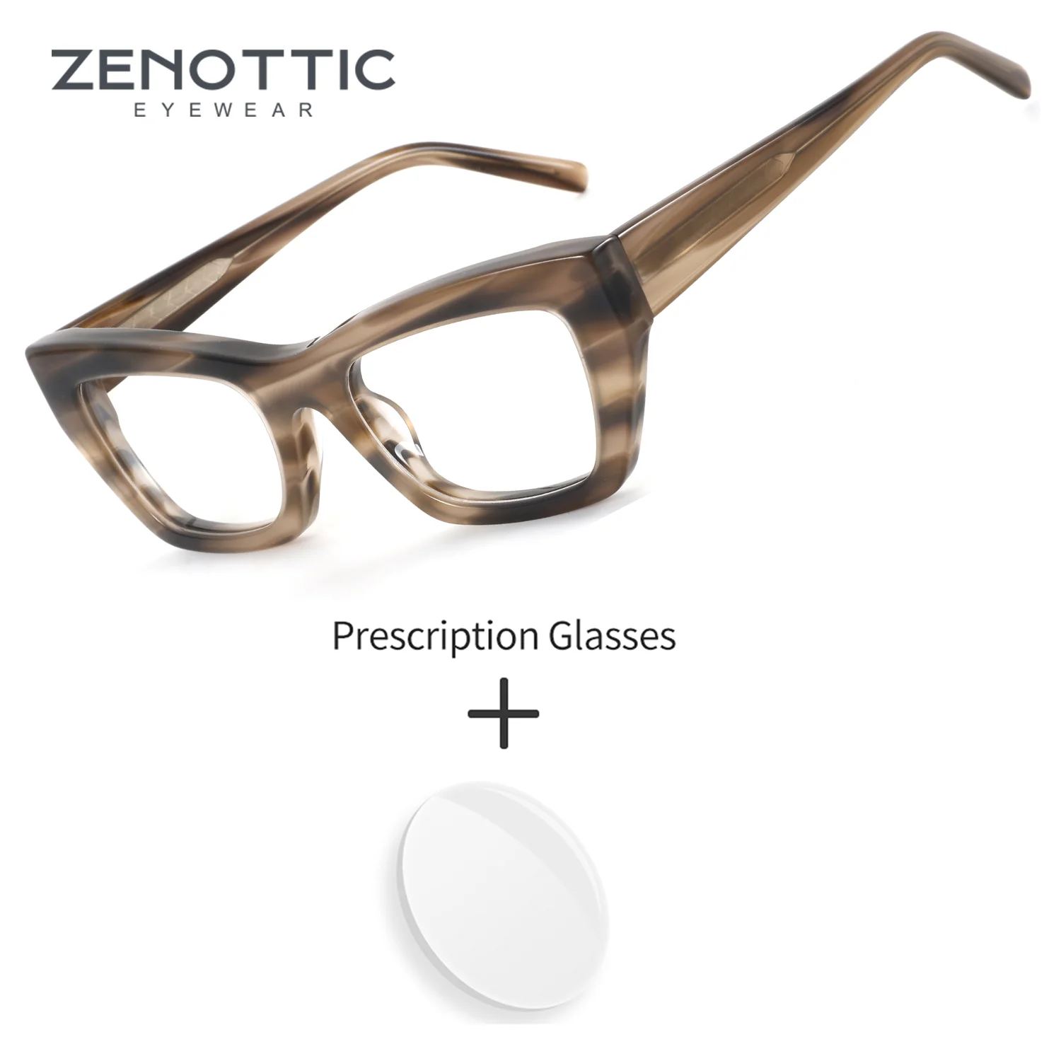 ZENOTTIC (L Size) Retro Acetate Butterfly Graduated Women Prescription Glasses Photochromic Multifocal Myopia Progressive Lenses