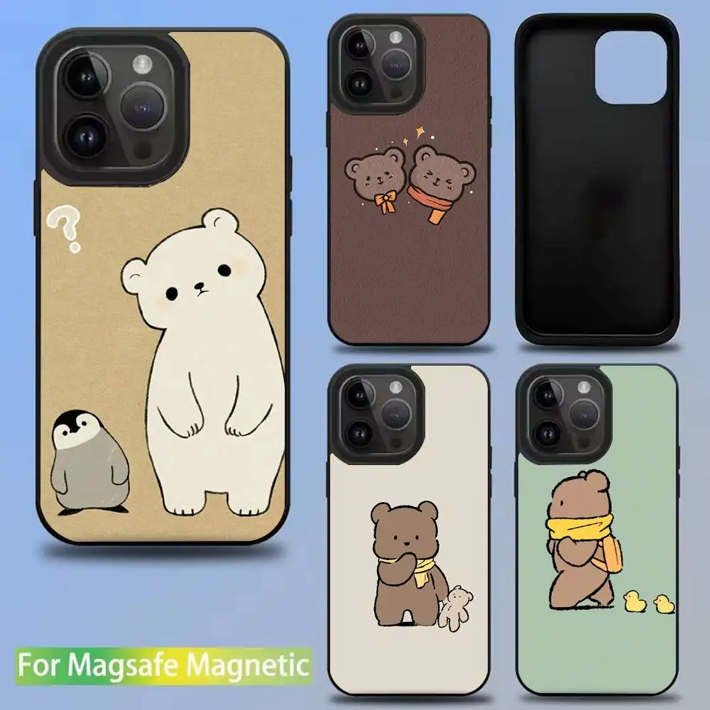 

Cute Cartoon Bear Phone Case For iPhone 16,15,14,13,12,11,Pro,Max,Plus,Mini,SE New Magsafe Magnetic Wireless Charging