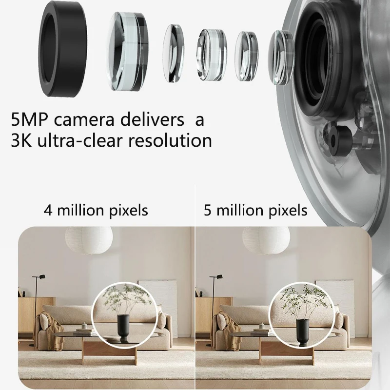 كاميرا Xiaomi الذكية 3 PTZ Edition 5MP 3K Color Night Vision AI كشف الوجه البشري اتجاهين الصوت ثنائي النطاق WiFi CN الإصدار