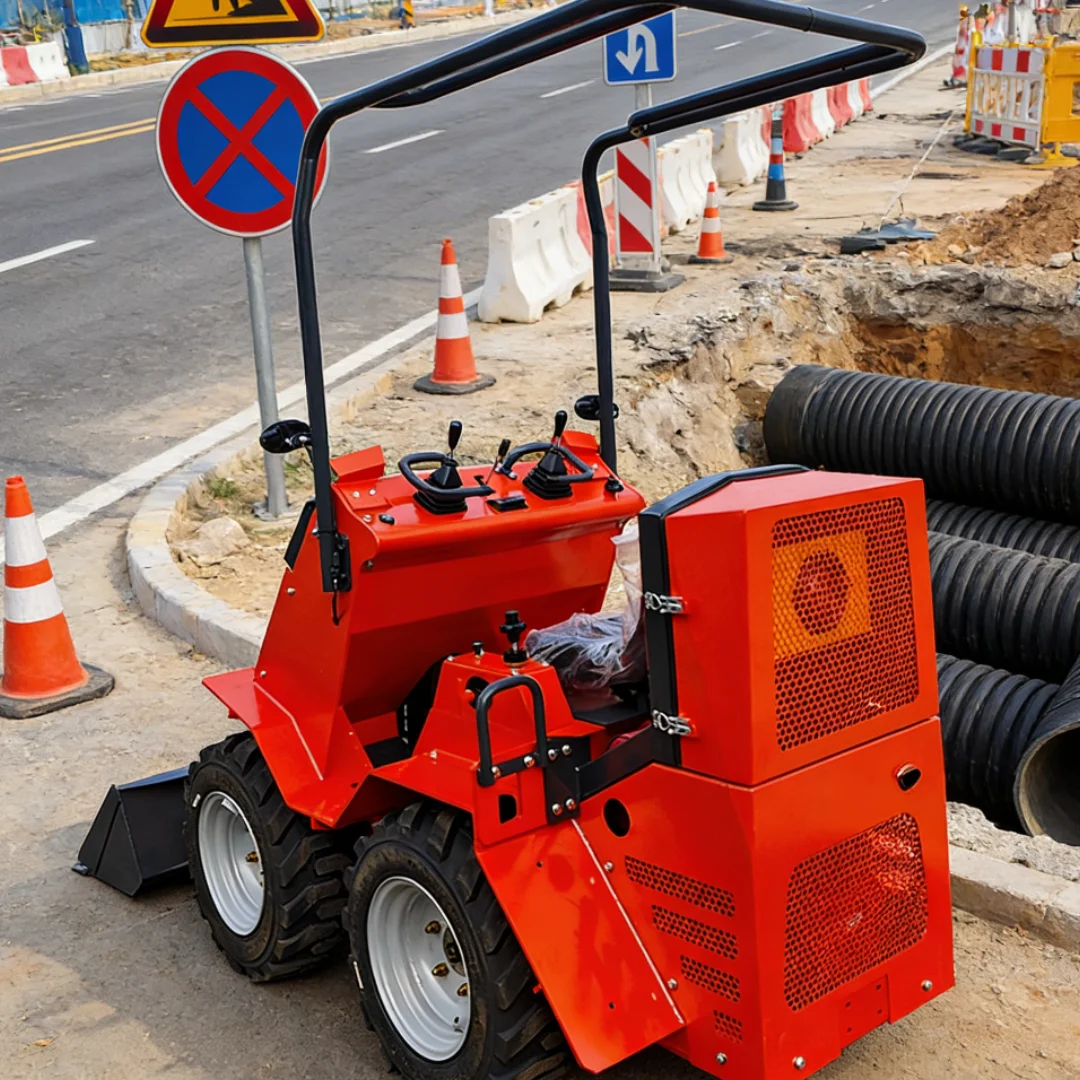 Customized skid steer loader with replaceable accessories sold directly by manufacturers