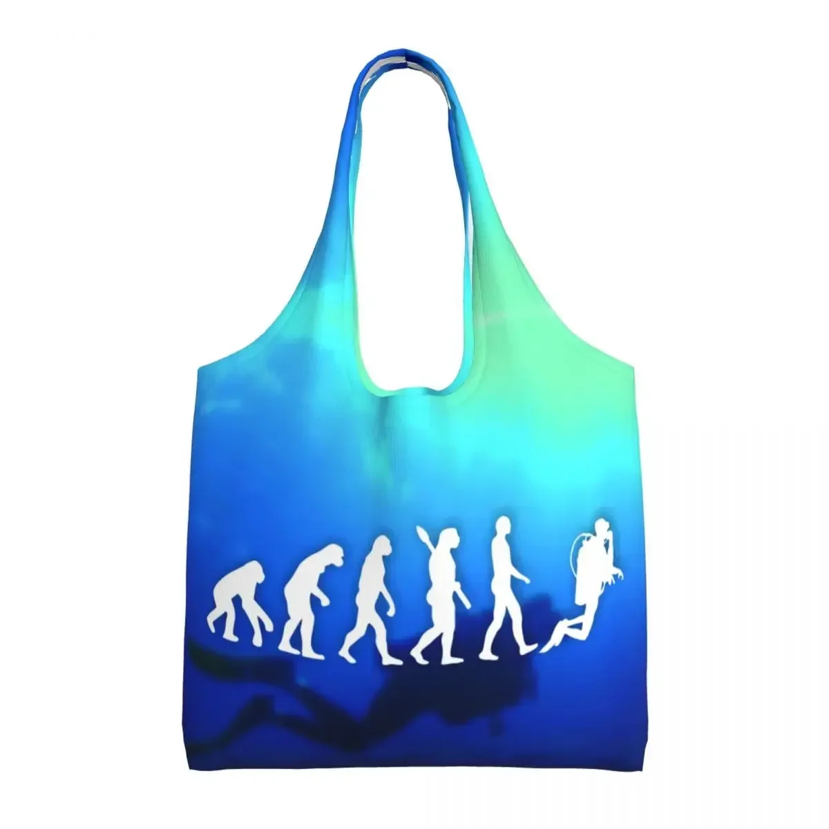 Reusable Scuba Diving Evolution Shopping Bag Women Canvas Shoulder Tote Bag Durable Groceries Shopper Bags Handbags