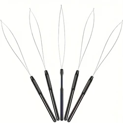 5/10pcs Hair Extension Tool Set - Black Stainless Steel Needles With Colorful Plastic Handles For Beading & Weaving