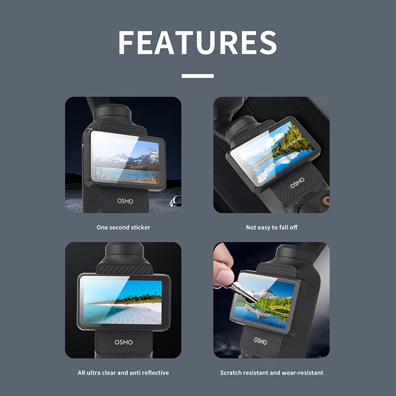 For DJI Osmo Pocket 3 Dust-free Bin Seconds Sticker Tempered Protective Film Camera Lens Display Screen Hard Film Accessories