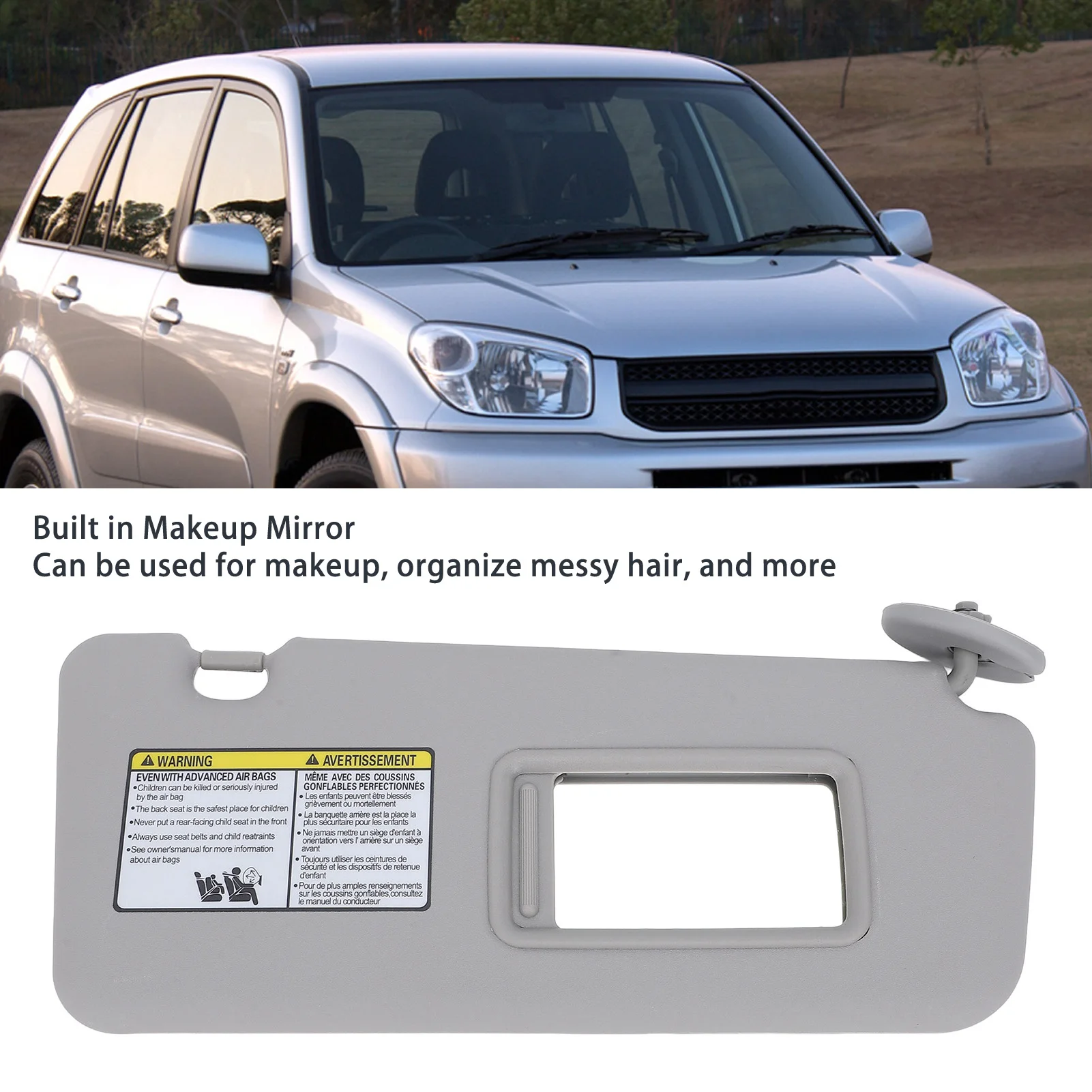 サンバイザー-アッシー-車用サンバイザー-フロント右助手席側サンバイザー-化粧鏡付き-日よけ-エレガント-2004年～2005年用