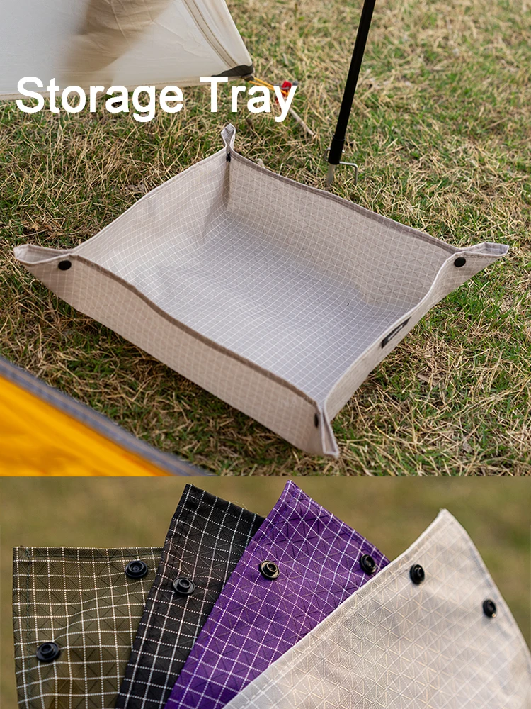 Bandeja de almacenamiento para acampada de 24g, cesta de almacenamiento plegable ligera para senderismo, Picnic, al aire libre, UHMWPE + XPAC, equipo de acampada