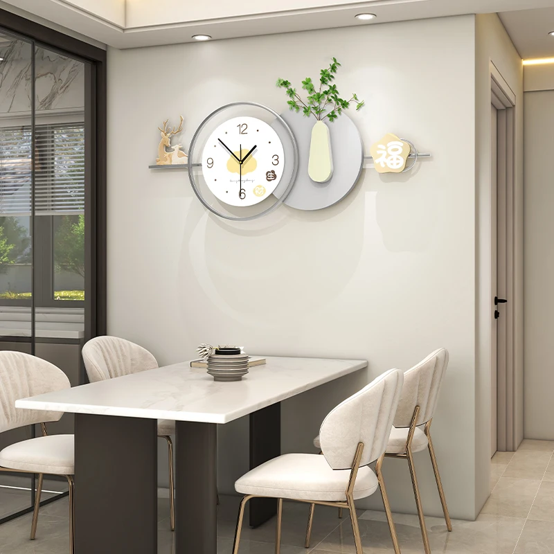

Silent Movement Elegant Decorative Battery Clock Modern Minimalist Restaurant Wall Clock Living Room Wall-mounted Advanced Clock