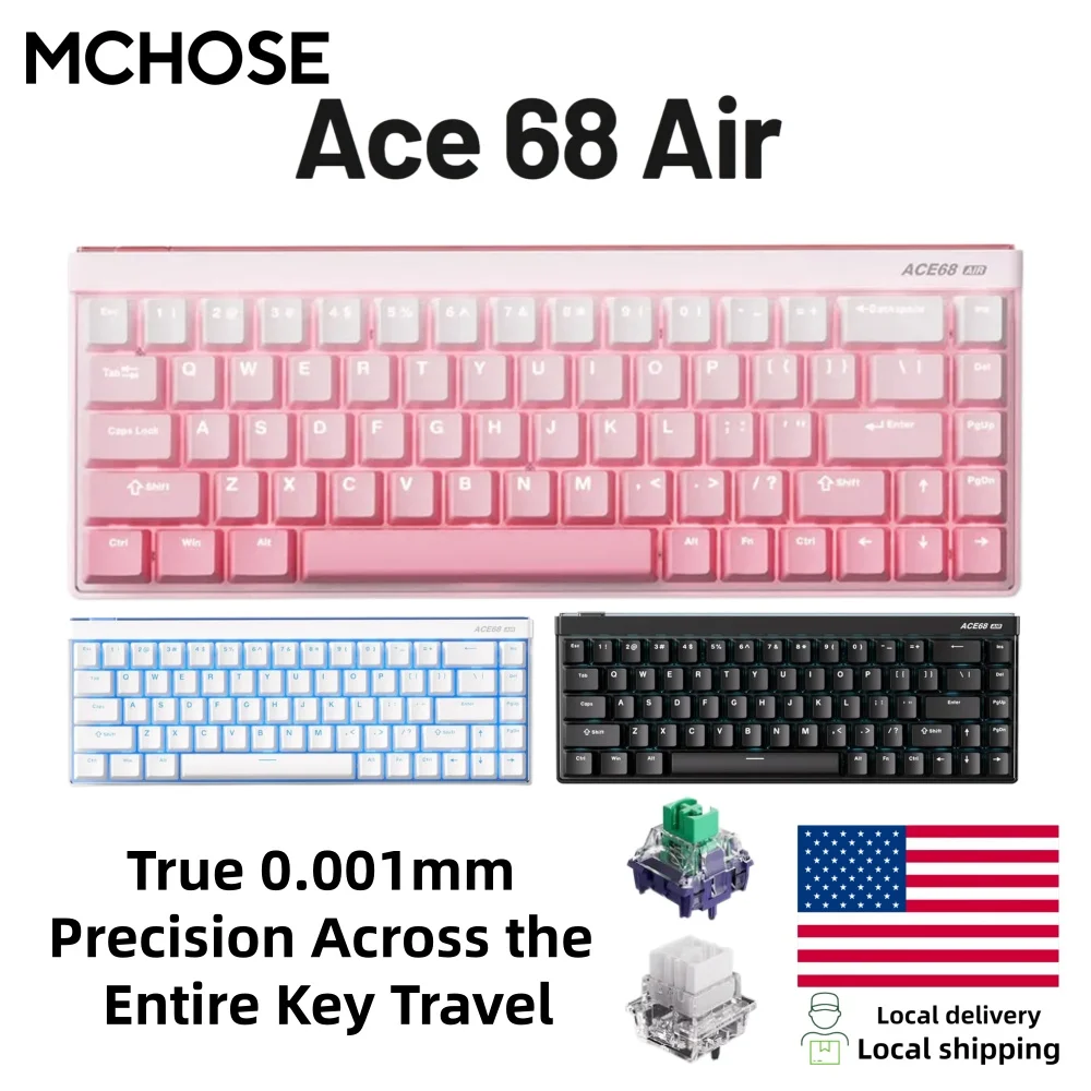 MCHOSE ACE 68 Air Kailh Magnetic Switch Gaming Keyboard Hall Effect Rapid Trigger Programmable RGB 8K Hz  Mount Tai GT Keyboard