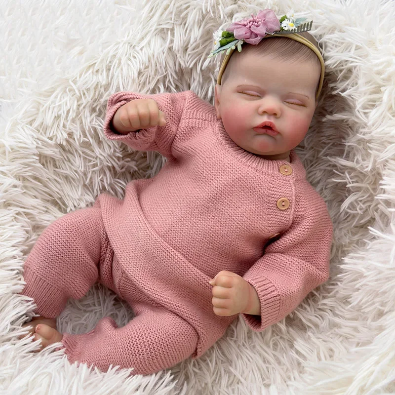 

48cm Already Finished Reborn Quinbee Newborn Sleeping Baby Real Looking Baby Dolls 3D Skin Tone Visible Veins Muñeca Reborn Bebe