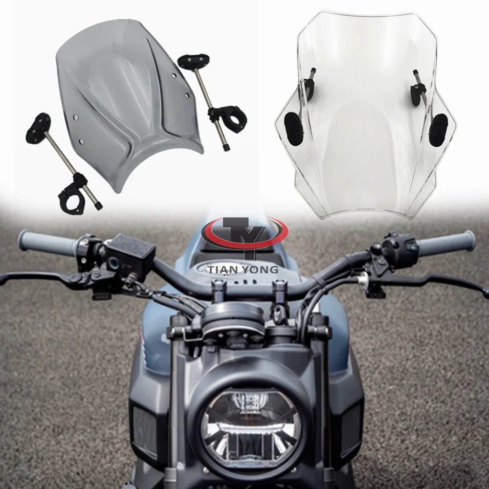 

Black Clear Motorcycle For XSR 900 XSR900 Windshield High Quality Wind Deflectore With support frame Windscreen