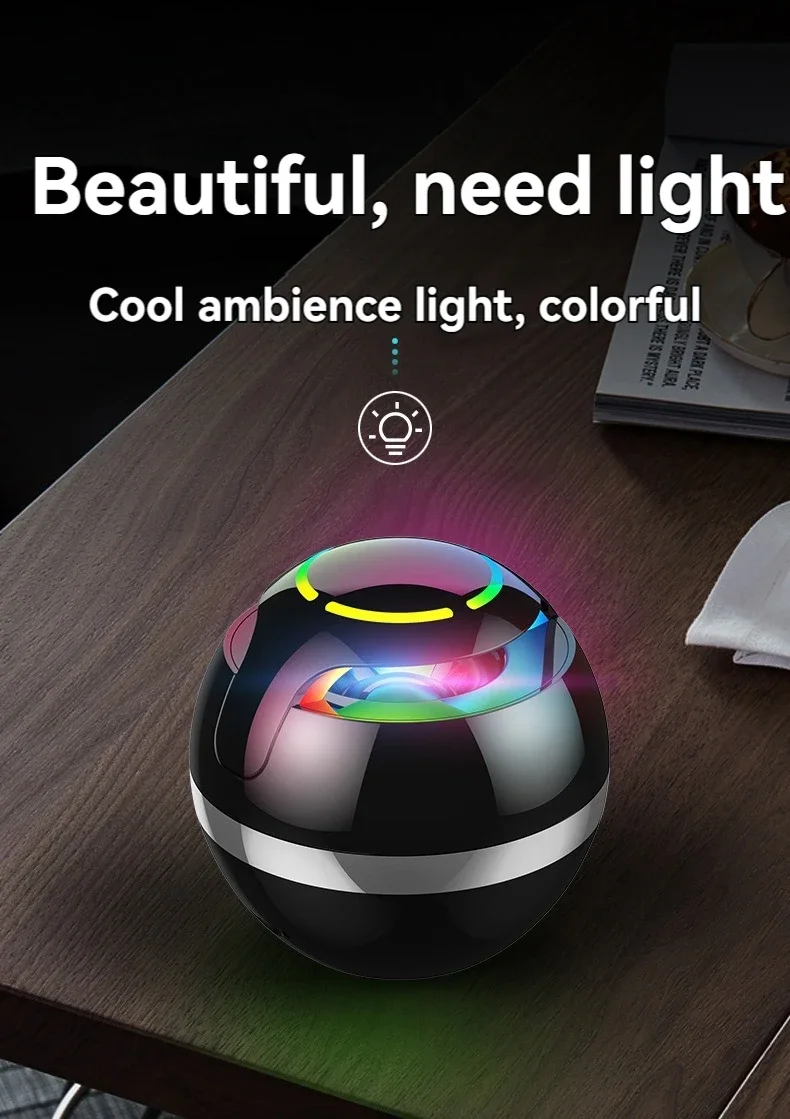 2024 Globe Bluetooth Speaker Mini Speakers New Breathing Lights Flash With Music Portable Colorful Outdoor Home Card