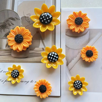 8-Piece Set of Adorable Round Plastic Sunflower Magnets for Fridge or Office Whiteboard Organization