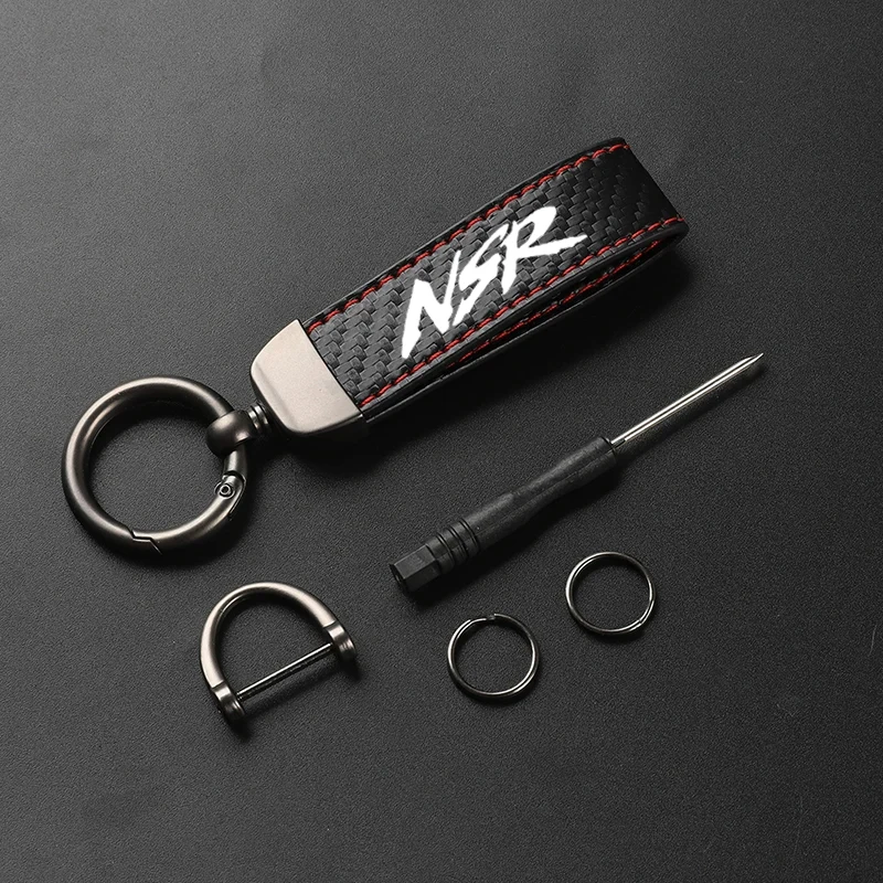 1PCS Motorcycle PU Leather Carbon Fiber Pattern Keychain Accessories For HONDA NSR125 NSR150 NSR250 NSR 125 150 250 Motorcycle