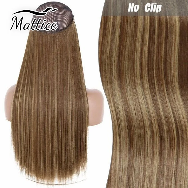 Wire Hair Extensions Real Human Hair Chocolate Brown Invisible Fish Line Hair Extensions Hairpiece Hair Extensions for Women