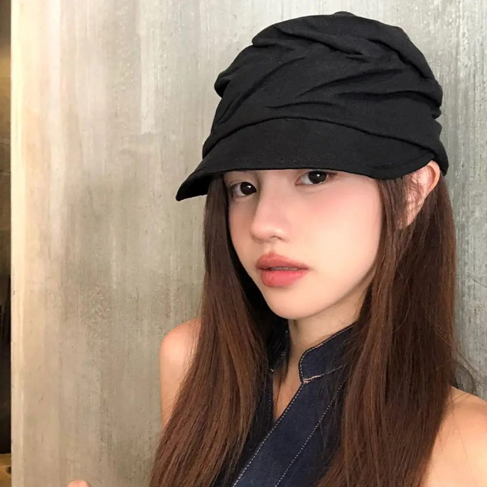 

Ins Japanese Linen Berets Pleated Versatile Newsboy Hats Soft Classic Peaked Caps Female