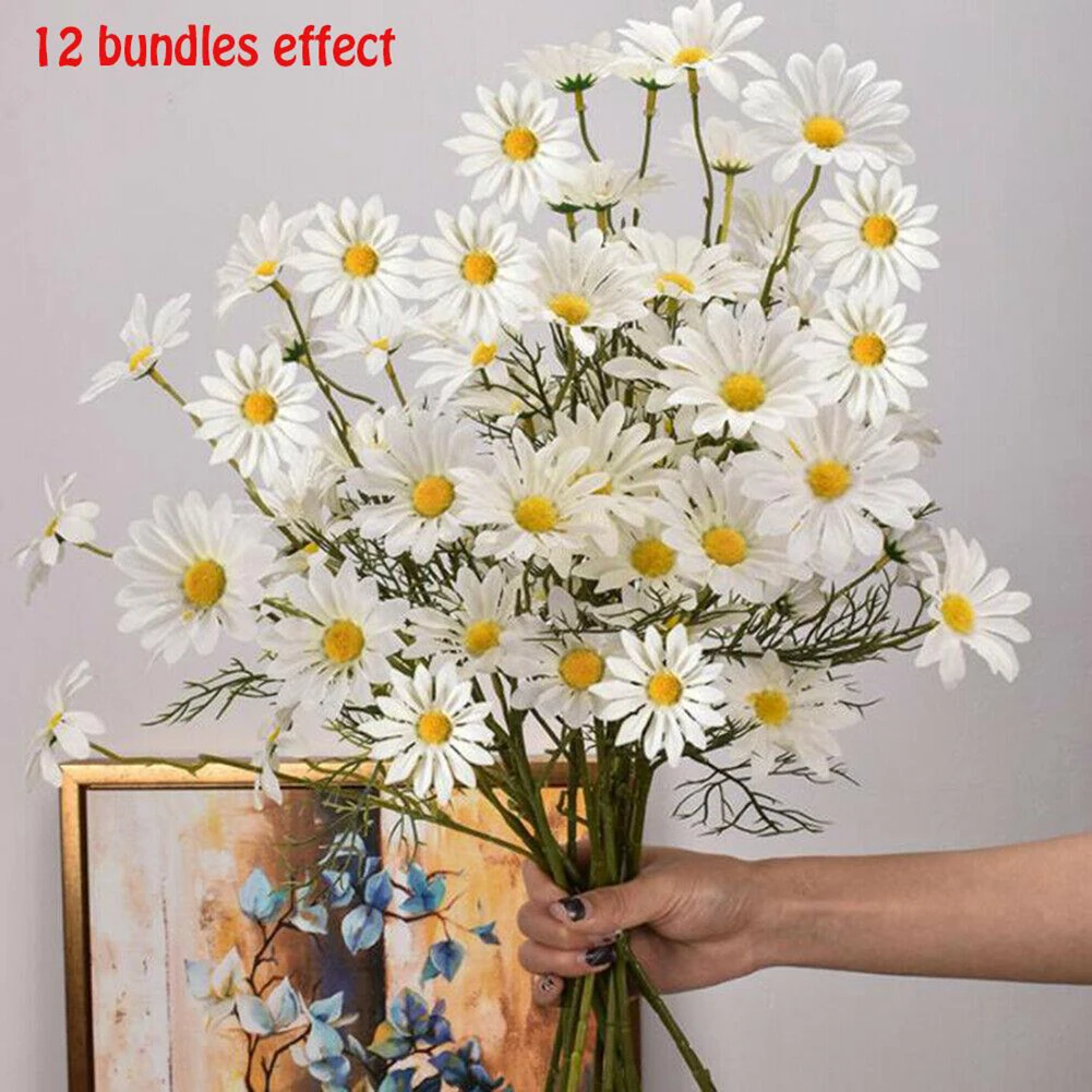5 Heads Artificial Flowers Daisy Silk Flowers Decoration Party Wedding Decoration Home Party Daisy Floral Arrangement Decors