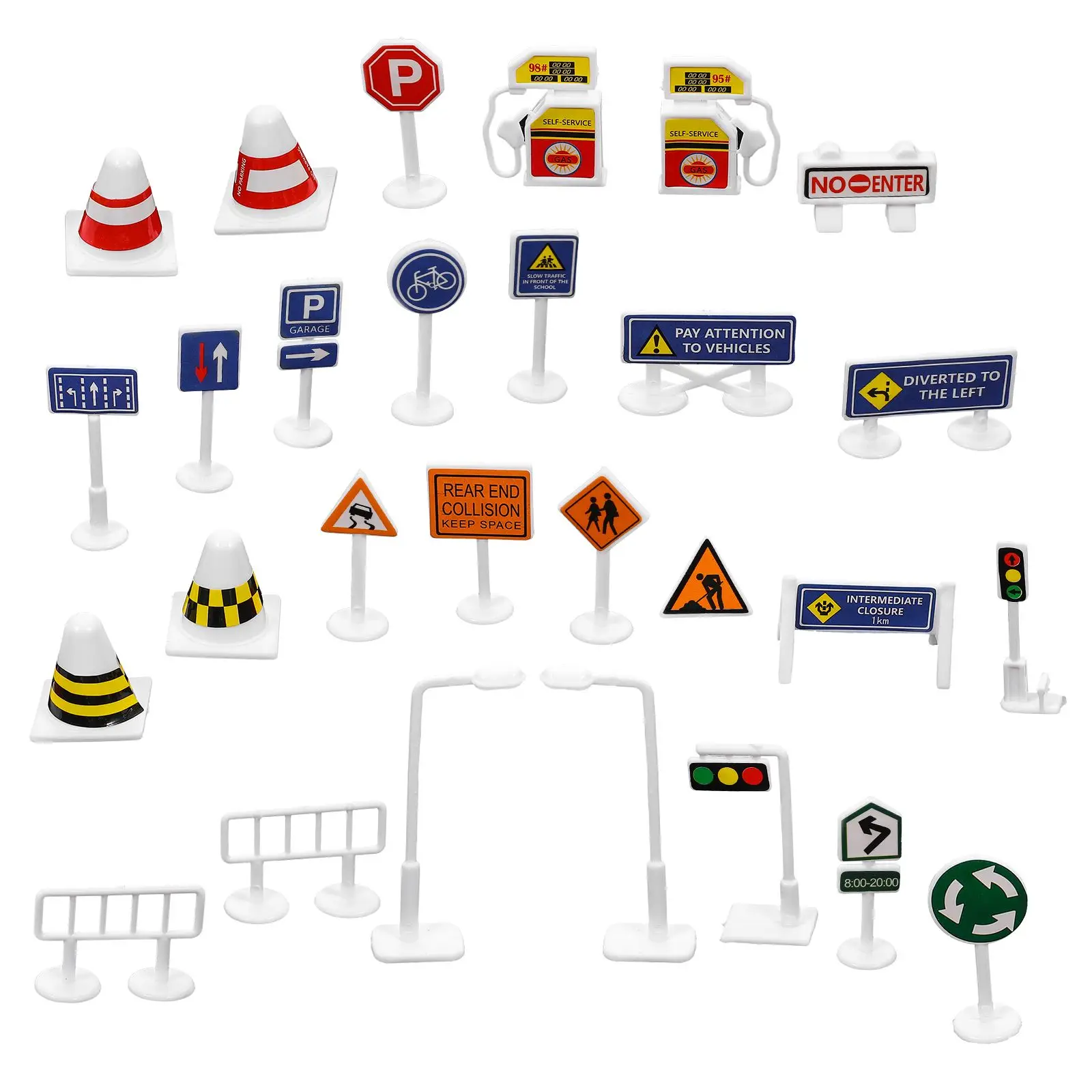 

28 Pcs DIY Traffic Sign Models Kids Road Sign Toys Brightly Colored Realistic Mini Cones Early Education Sand Table Classroom
