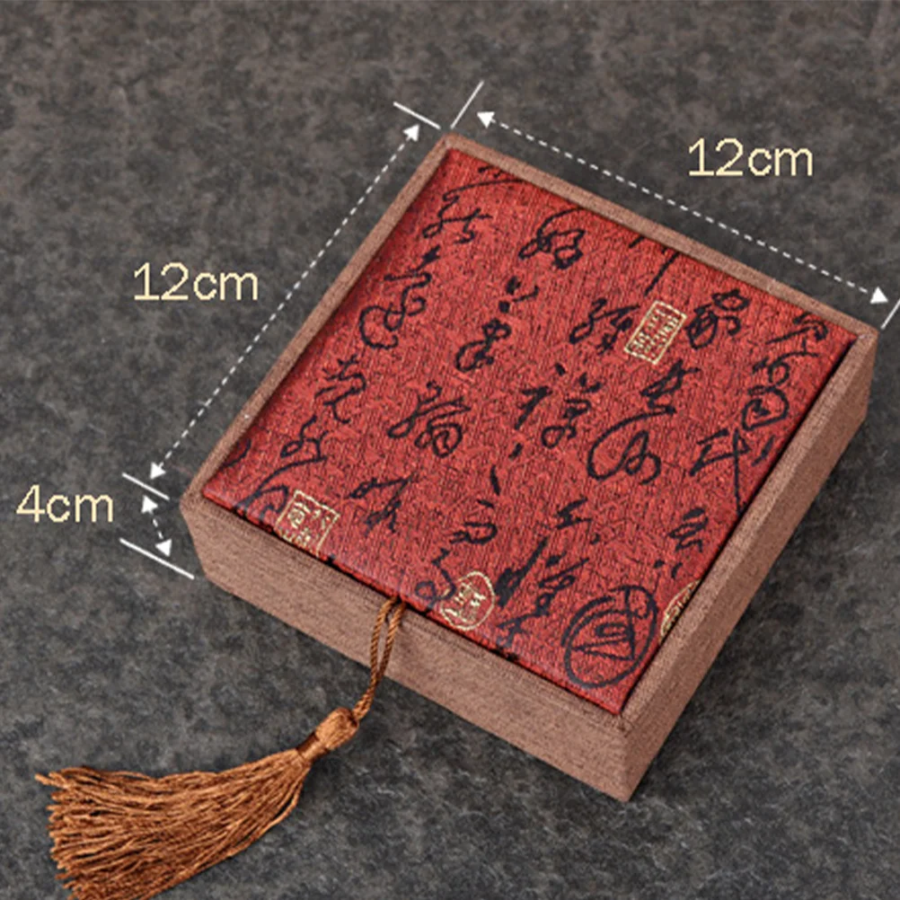 

1pc Buddhist Beads Bracelet Box Chinese Retro Red Tassel Jewelry Packaging Gift Box For Ornament Letter Premium Sturdy Smooth