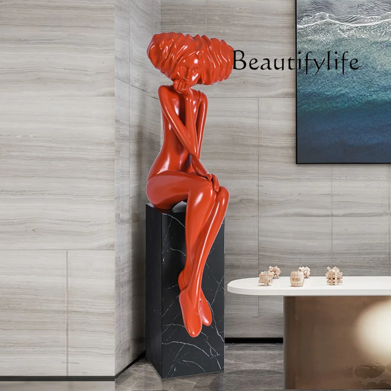 Postmodern humanoid art sculpture floor-to-ceiling large ornament living room hotel lobby light luxury decoration ornament