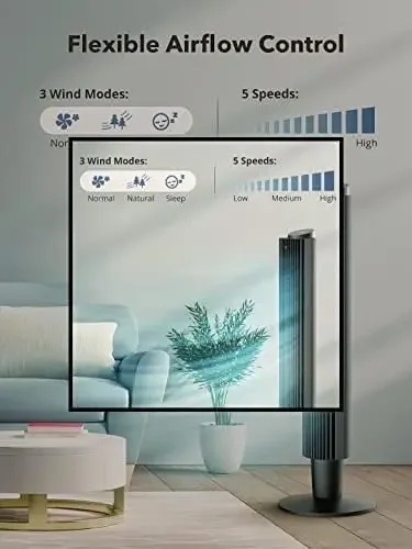 Башенный вентилятор с пультом дистанционного управления, 90 °   Осциллирующий тихий охлаждающий вентилятор, 42 или 36 дюймов, регулируемая по высоте, 5 скоростей, режим сна, 12 часов