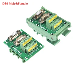1Pcs Db9 Male Female Socket To Terminal Block Adapter Pcb Board D-Sub 9pin Connector Converter Din Rail Mounting
