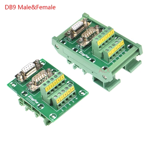 1 Uds Db9 macho hembra enchufe a adaptador de bloque de terminales placa Pcb d-sub 9pin conector convertidor montaje en carril Din