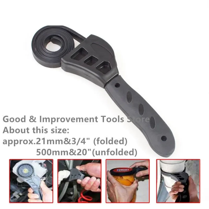 50cm Wrench Universal Multi Tool Pipeline Adjustable Spanner Rubber Strap For Any Shape Opener Car Repair Home Tools