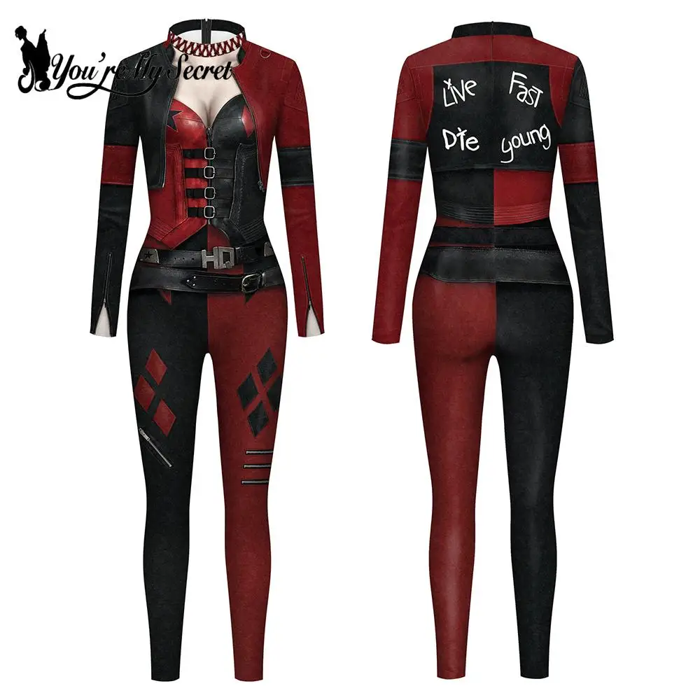 [You're My Secret] Clown Women Cosplay Costume Halloween Dress Up Matching Set Carnival Party Dress Leggings Cool Bodysuit