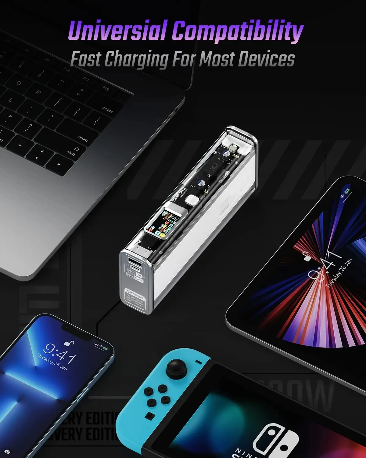 SHARGE 20000mAh Power Bank Portable Charger 130W PD Fast Charging for MacBook Pro, iPad, iPhone 13, Dell XPS and More
