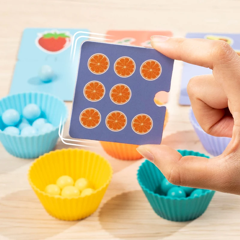Clipe de frutas de madeira grânulo cálculo brinquedo matemática aprendizagem grânulo jogo educacional número correspondência quebra-cabeça colorido grânulo contagem toygift
