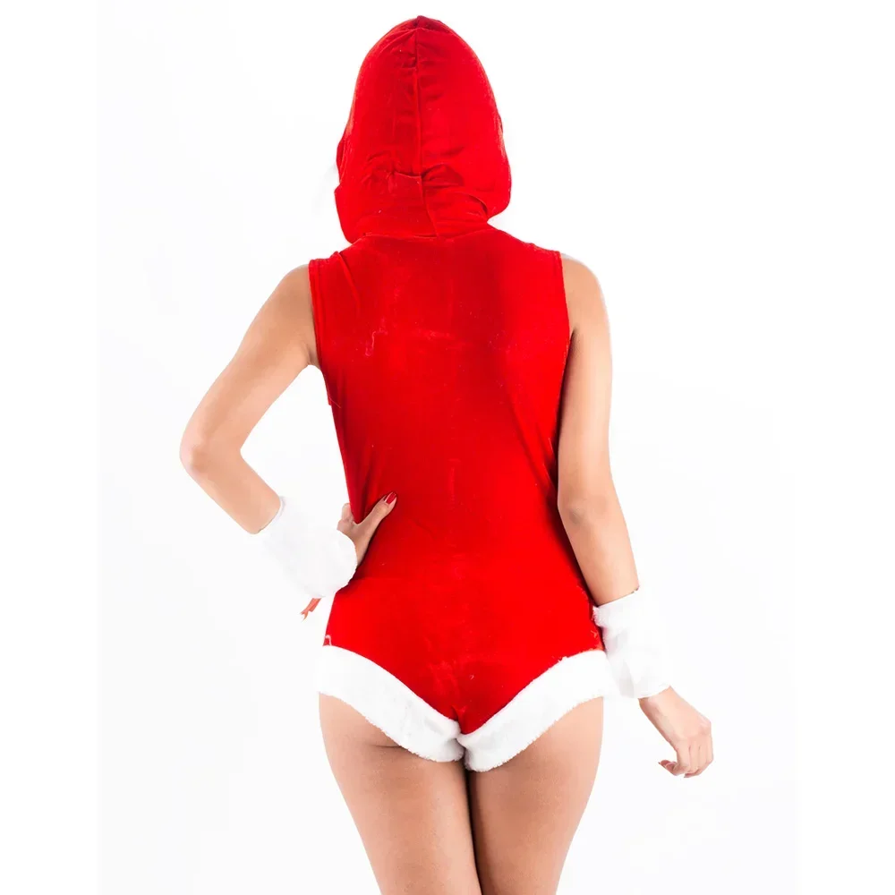 Women Santa Costume Slim Fit Sexy Christmas Bodysuit Costumes Santa Claus Cosplay Christmas Party Fancy Dress