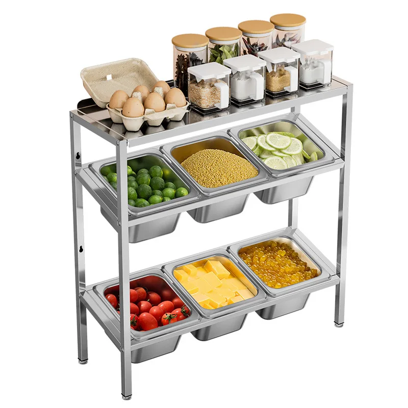6/1 Three-layer seasoning shelf Wooden side dishes Kitchen shelves Countertop shelves