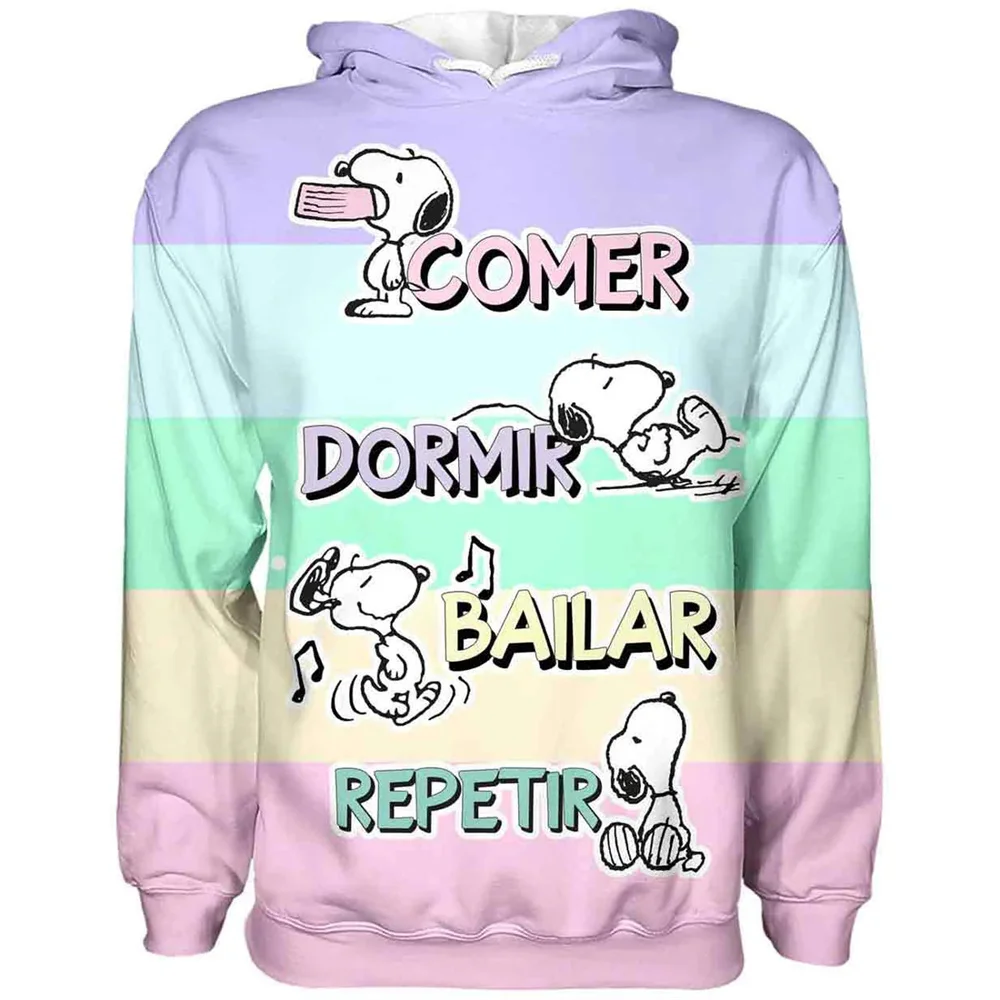 

Disney 2024 new autumn and winter 3D printed peanuts comics Snoopy couple hoodie children's street casual sports pullover