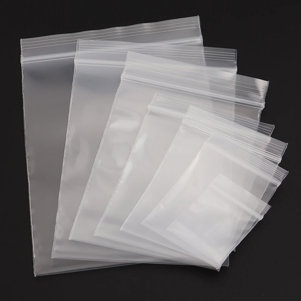 30-100 Stück Verdickte Plastik-Polybeutel in Verschiedenen Größen Schmuckverpackung Aufbewahrung Selbstversiegelnde Reißverschluss-Klarsichtbeutel Großhandel
