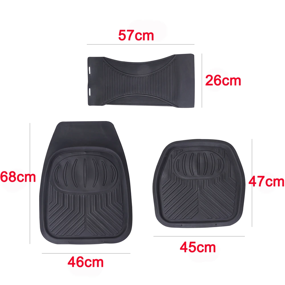 5pcs Anti- Dirty Car Floor Mats Front Rear Set Non-Skid Black Rubber Universal Heavy Duty