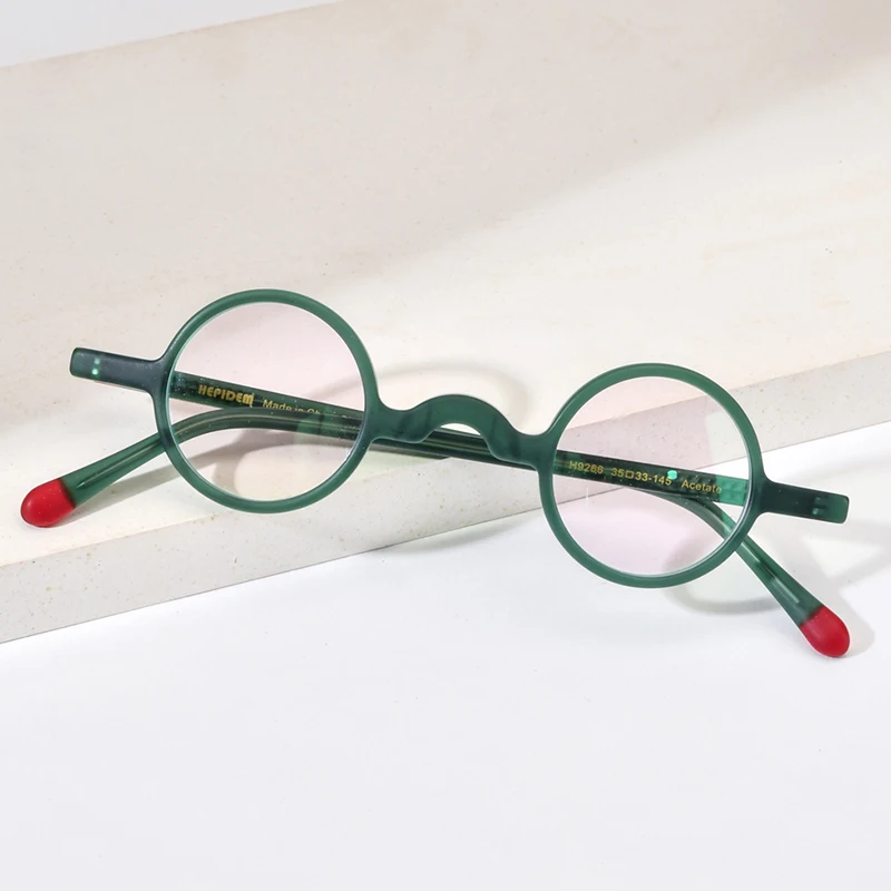 HEPIDEM Acetate Glasses Men Famous Brand Design Retro Round Women Nerd Eyeglasses Frame Spectacles Small Vintage Eyewear 9266