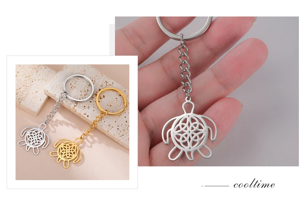 COOLTIME Hohlschildkröte Schlüsselanhänger Edelstahl Celtics Tier Schildkröte Anhänger Schlüsselanhänger Schmuck Geschenk Neu – Detail 10