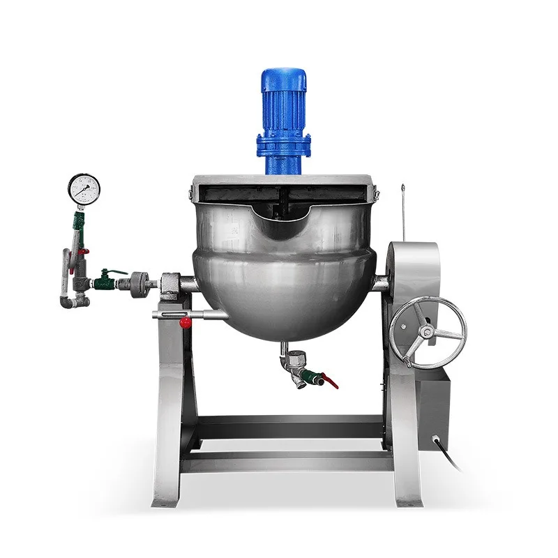 Stainless Steel  Steam  Heating Jacketed Pot Commercial Automatic Temp Control Stirring Jacketed Pot Factory Direct Sale CE Safe