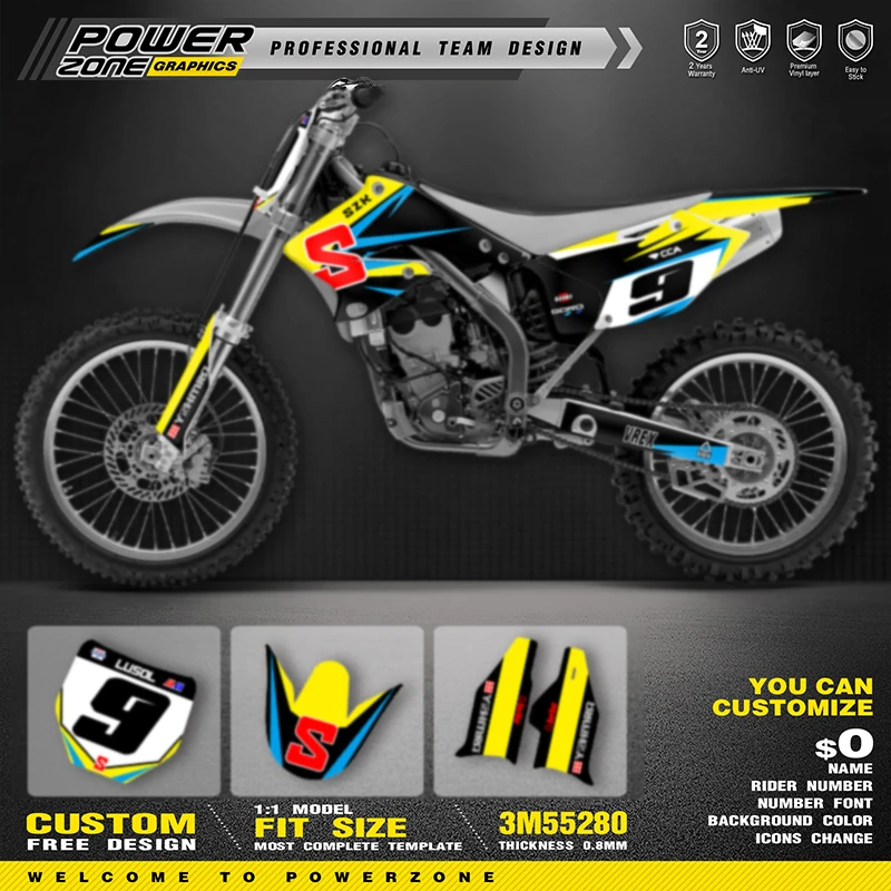 

POWERZONE Custom For 3M Off road Motorcycle Stickers For SUZUKI RMZ 250 2004-2006 Customized Graphic Number Protection Kit 07