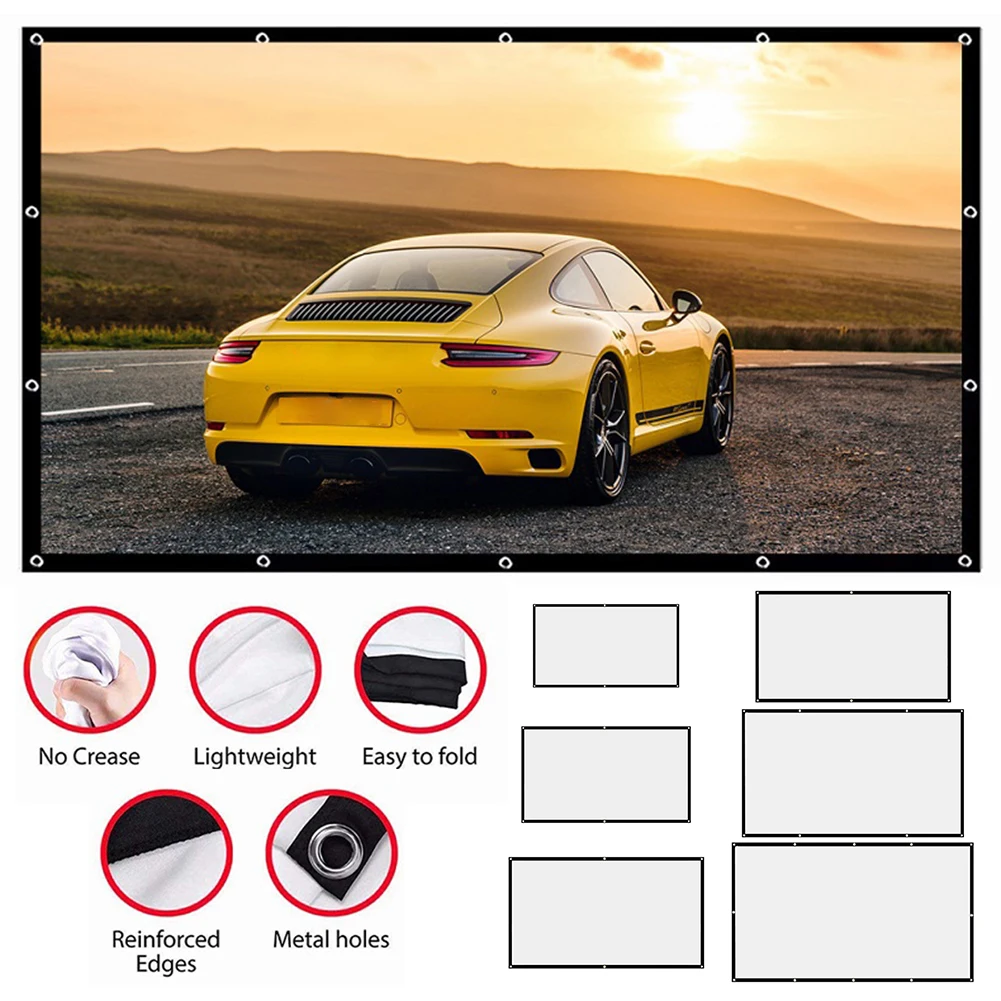 

16:9 Simple Projector Curtain Set Household Bedroom Decoration Portable HD Display Screen for Home Outdoor Office