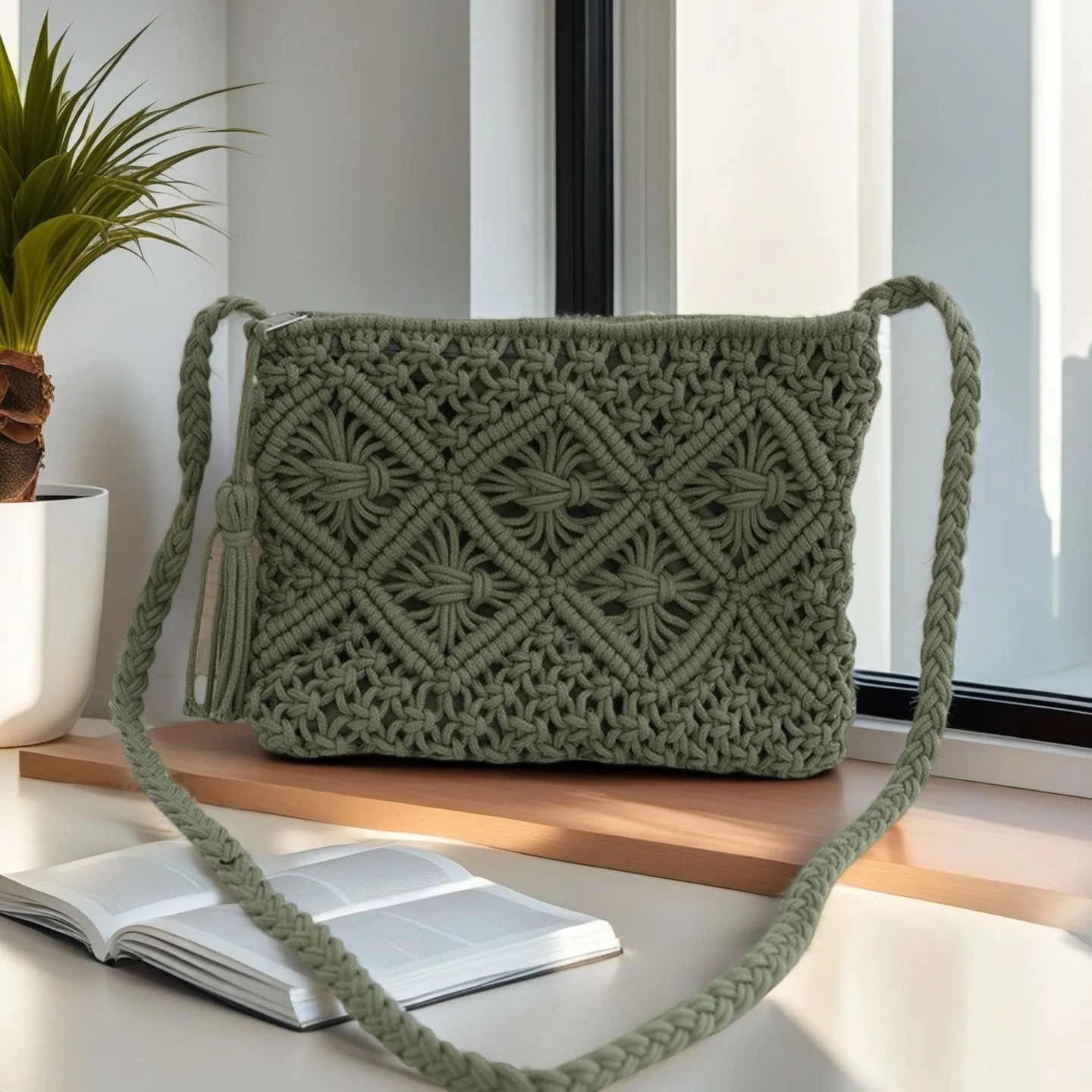Retro Fransen-Kunststrohtasche, einfache Sommer-Strandtasche, gewebte Schultertasche, lässiges Accessoire für Damen – Detail 17
