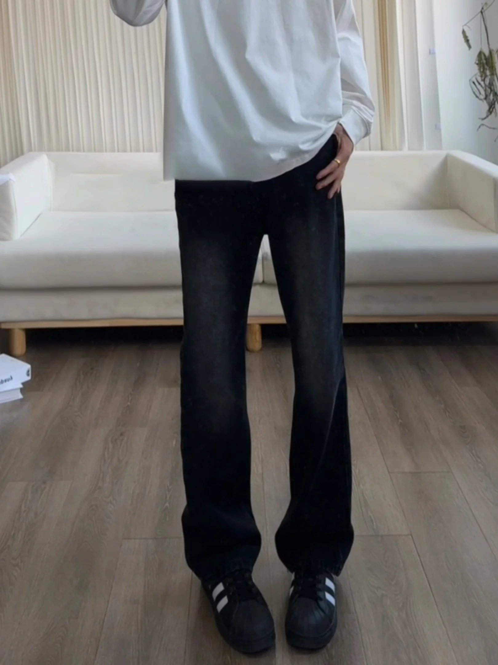 

Waed Bla Men's Jeans Vintage American Sle Slim Straight Micro Flared Pants Autumn Casual Youth Faion mid Waist Zipper