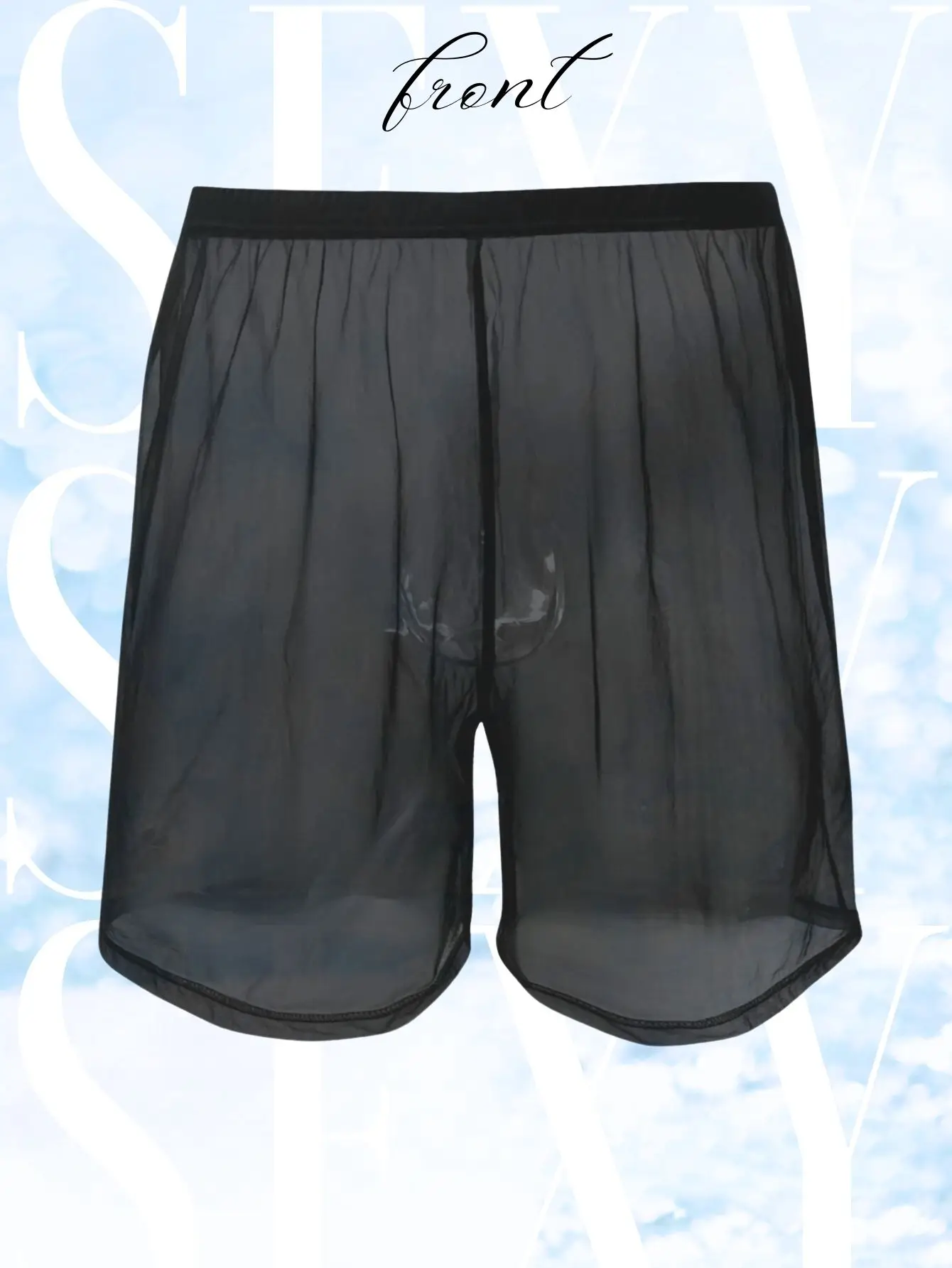 1Pc long men's sexy, simple, comfortable, fashionable, soft, breathable, semi transparent, home sports, loose fit boxing pants