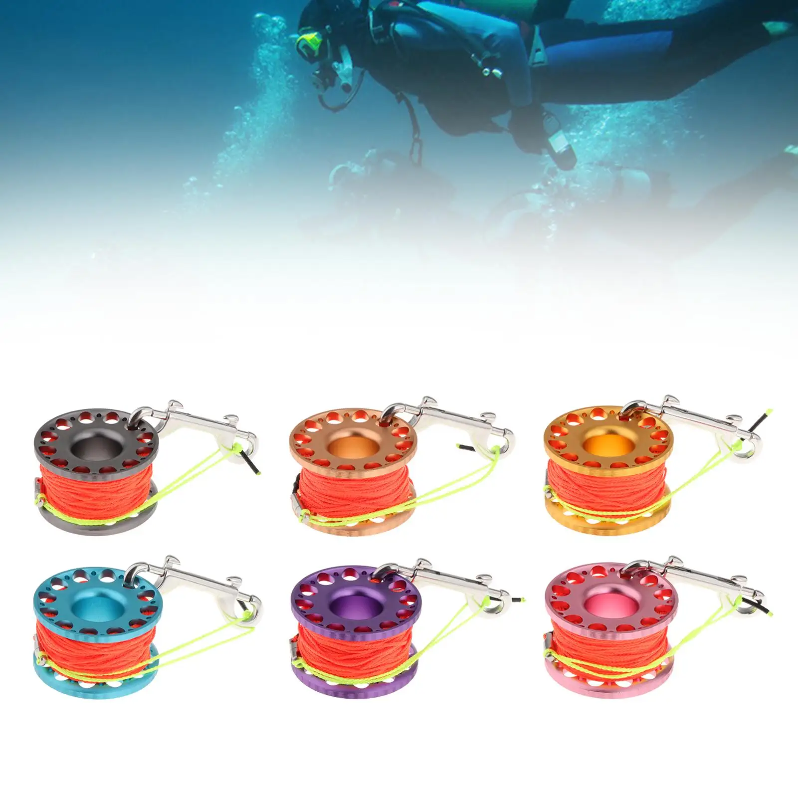 

Scuba Diving Reel with Double Ended Bolt Snap Clip for Freediving Scuba Diving Underwater Activities Spearfishing Equipment