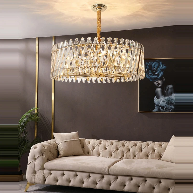 Imagem -03 - Lâmpada Suspensa de Cristal em Led Moderno Art Deco Lustre de Prata e Ouro Luminária para Sala de Estar Aço Inoxidável