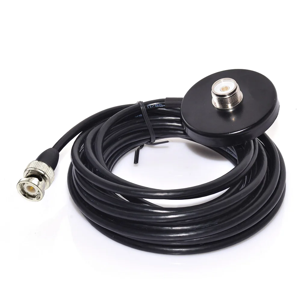 Superbat Fahrzeug-/Auto-Mobilfunkgerät, 9 cm, magnetische Basismontage, Antenne, 5 m Kabel, VHF/UHF-Dualband mit BNC auf SMA-Stecker-Adapter